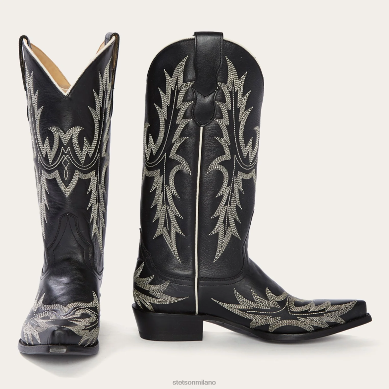 Stetson stivale da cowboy ricamato con fiamma tina 6BP6J265 calzature nero donne
