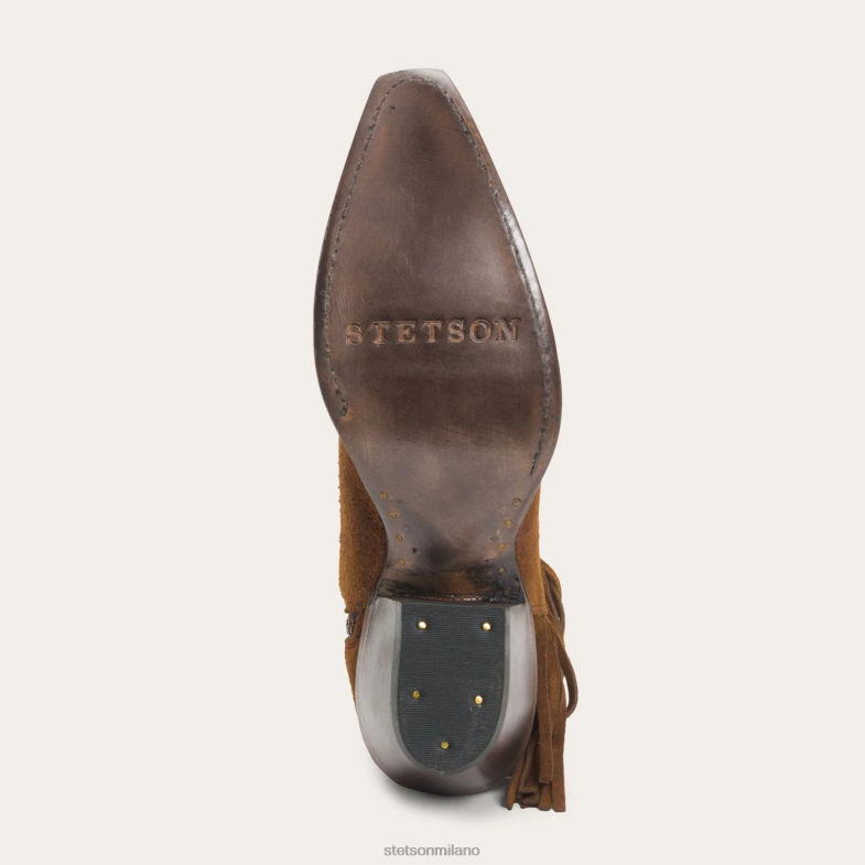 Stetson stivale halle con cerniera laterale in pelle scamosciata con frange 6BP6J254 calzature marrone donne