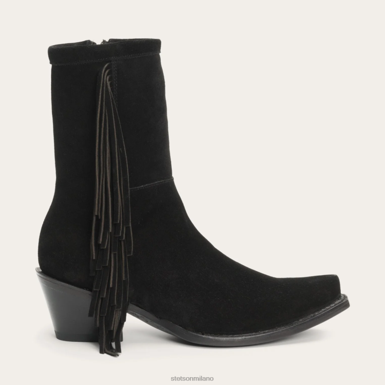 Stetson stivale halle con cerniera laterale in pelle scamosciata con frange 6BP6J255 calzature nero donne