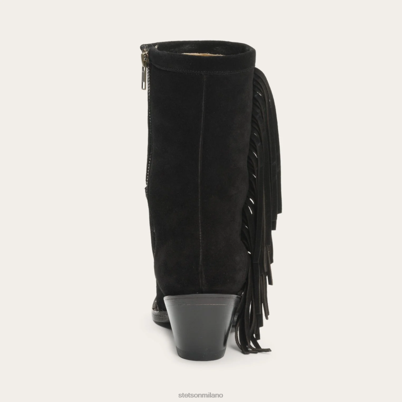 Stetson stivale halle con cerniera laterale in pelle scamosciata con frange 6BP6J255 calzature nero donne