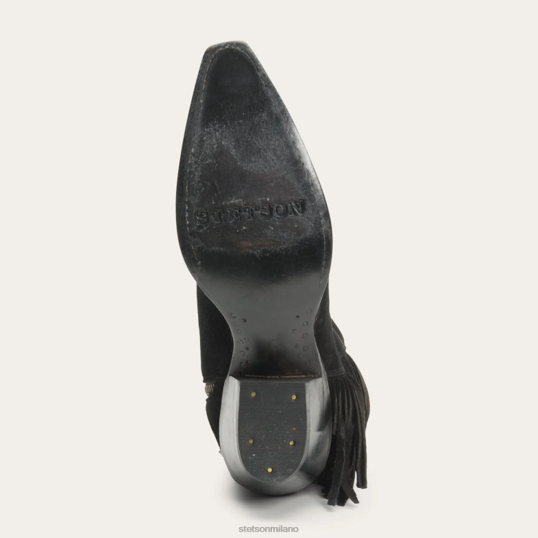 Stetson stivale halle con cerniera laterale in pelle scamosciata con frange 6BP6J255 calzature nero donne