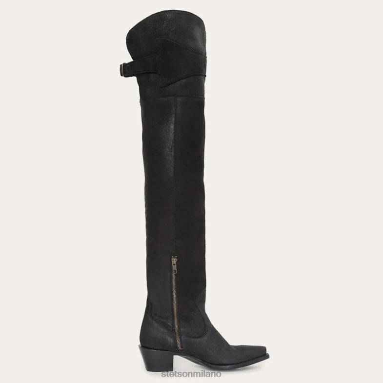 Stetson stivale in pelle sopra il ginocchio con frange 6BP6J266 calzature nero donne