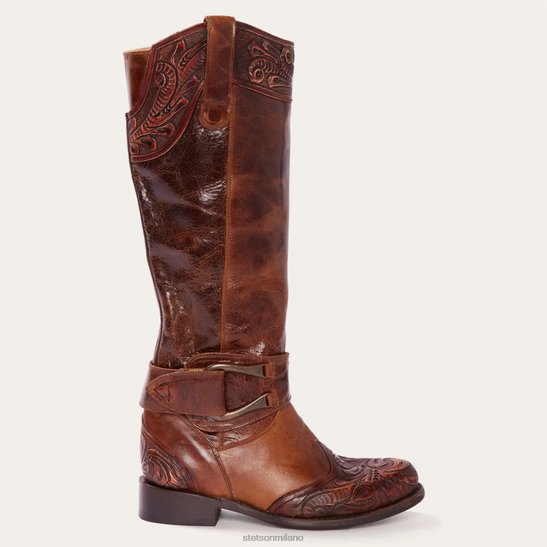 Stetson stivale texano con zip laterale cognac paisley brunito 6BP6J263 calzature abbronzatura donne