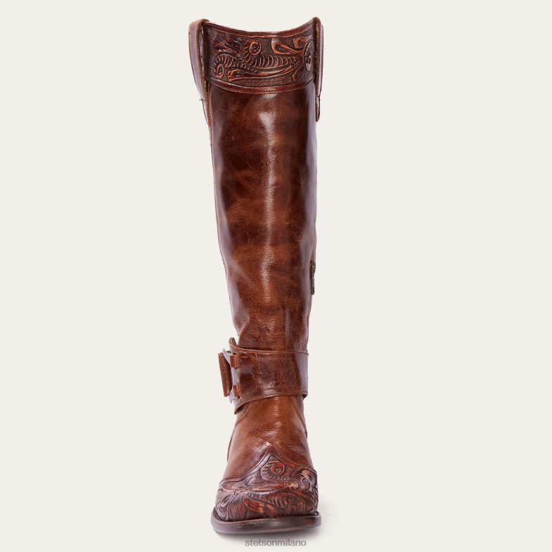 Stetson stivale texano con zip laterale cognac paisley brunito 6BP6J263 calzature abbronzatura donne
