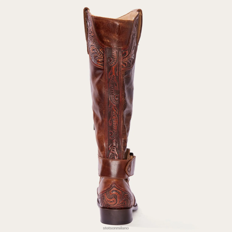 Stetson stivale texano con zip laterale cognac paisley brunito 6BP6J263 calzature abbronzatura donne