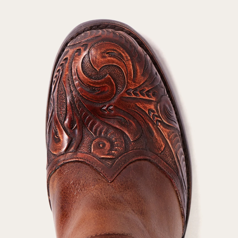 Stetson stivale texano con zip laterale cognac paisley brunito 6BP6J263 calzature abbronzatura donne