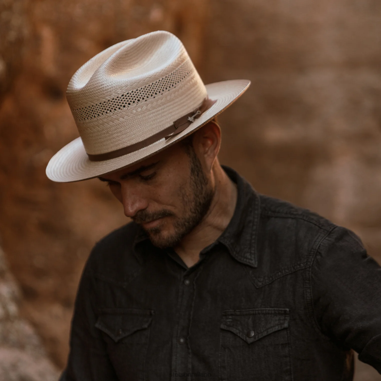 Stetson cappello da cowboy in paglia da strada aperta 10x 6BP6J21 copricapo tostato unisex