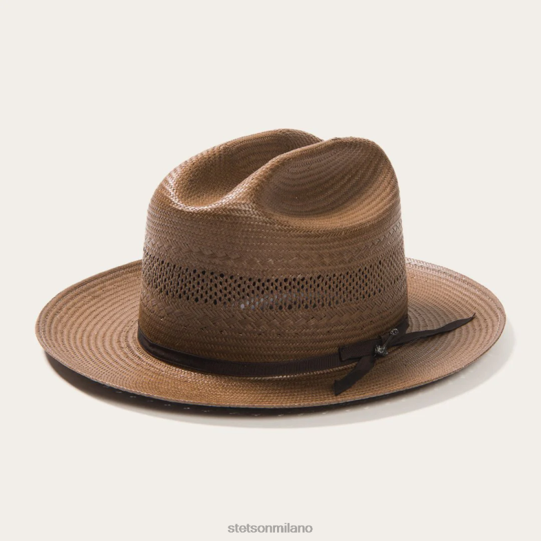 Stetson cappello da cowboy in paglia ventilato da strada aperta 6BP6J23 copricapo cioccolato unisex