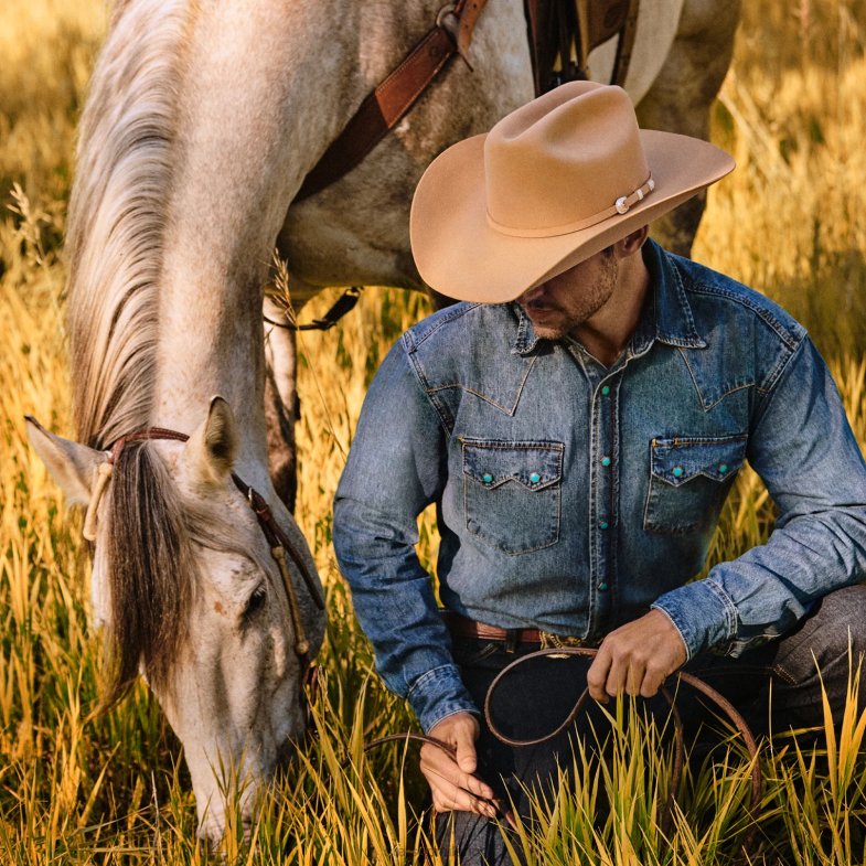 Stetson cappello da cowboy shasta 10x premier 6BP6J115 copricapo caramello al burro unisex