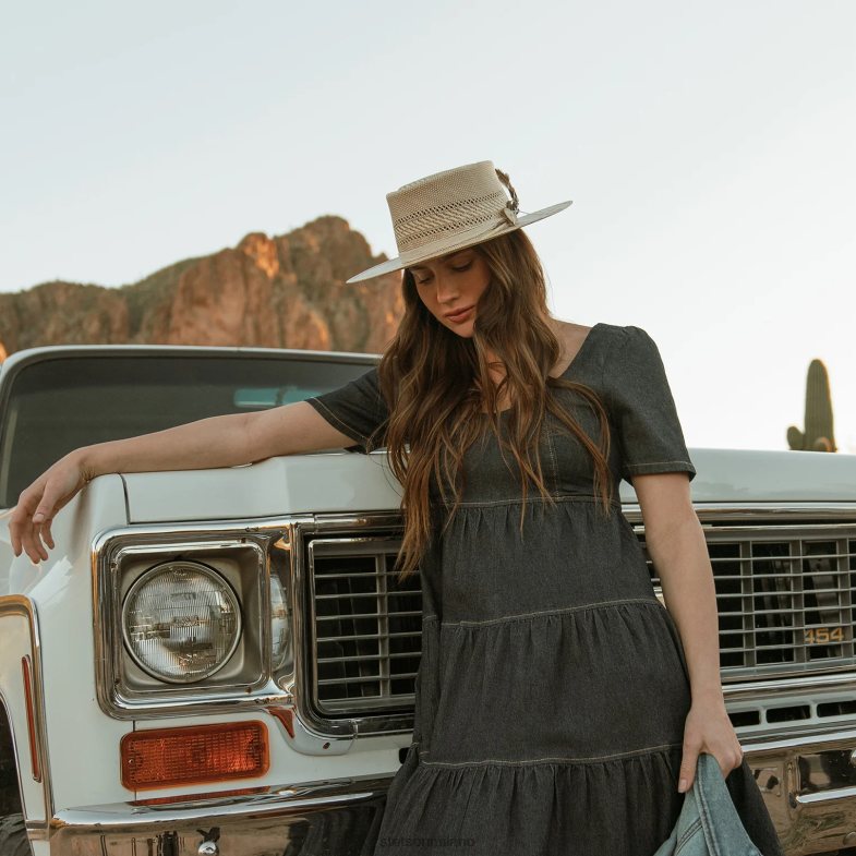 Stetson cappello a tesa piatta in paglia batterson 6BP6J174 copricapo naturale/abbronzatura unisex