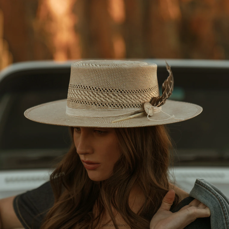 Stetson cappello a tesa piatta in paglia batterson 6BP6J174 copricapo naturale/abbronzatura unisex