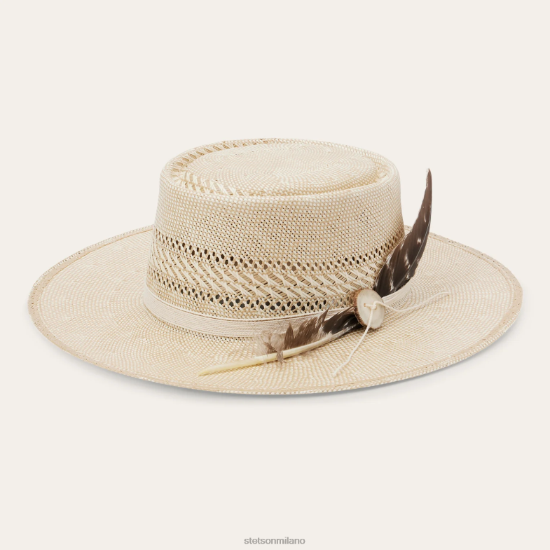 Stetson cappello a tesa piatta in paglia batterson 6BP6J174 copricapo naturale/abbronzatura unisex