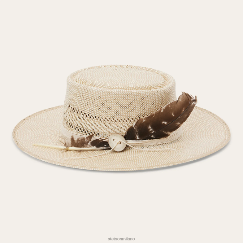 Stetson cappello a tesa piatta in paglia batterson 6BP6J174 copricapo naturale/abbronzatura unisex