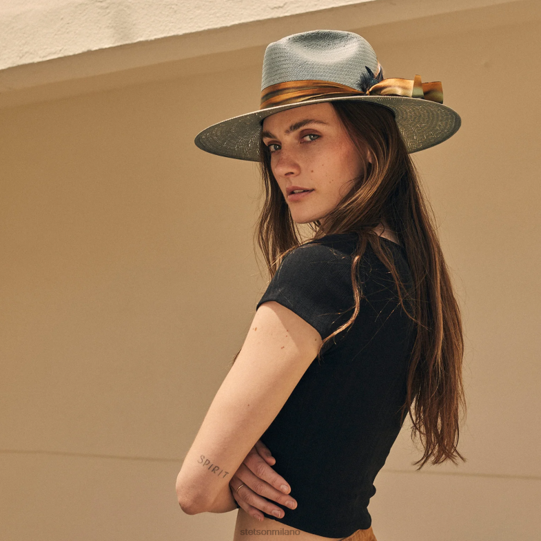 Stetson Fedora in paglia caelus 6BP6J148 copricapo Schiuma marina unisex