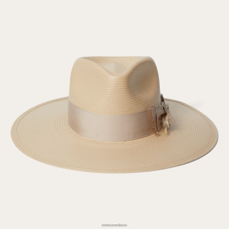 Stetson Fedora in paglia di atacama 6BP6J165 copricapo pancia d'argento unisex