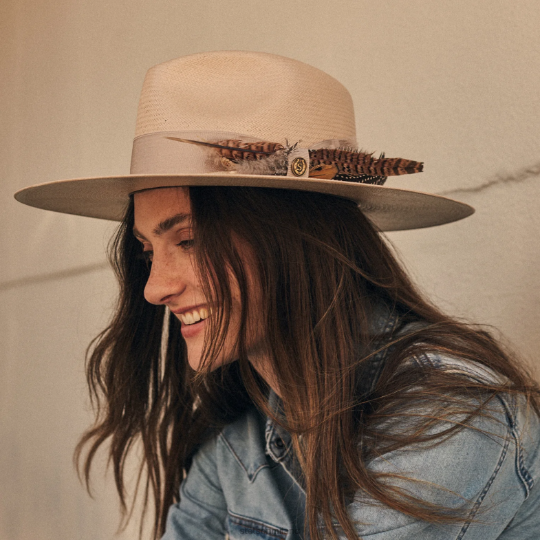 Stetson Fedora in paglia di atacama 6BP6J165 copricapo pancia d'argento unisex