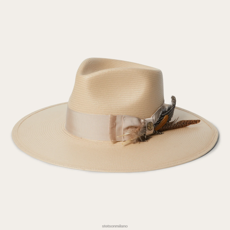 Stetson Fedora in paglia di atacama 6BP6J165 copricapo pancia d'argento unisex