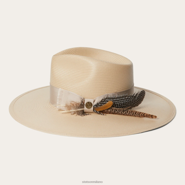 Stetson Fedora in paglia di atacama 6BP6J165 copricapo pancia d'argento unisex