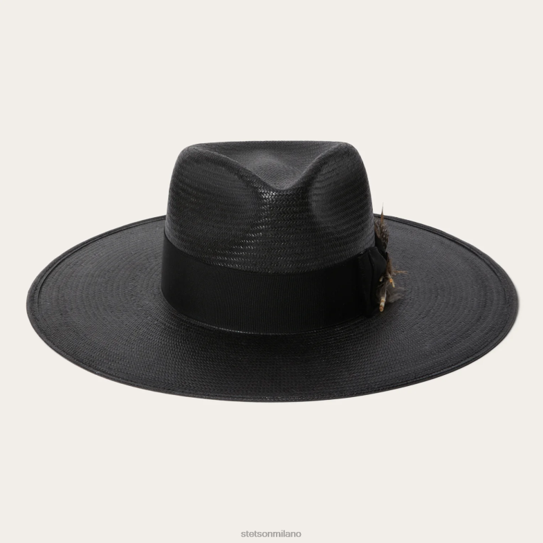 Stetson Fedora in paglia di atacama 6BP6J166 copricapo nero unisex