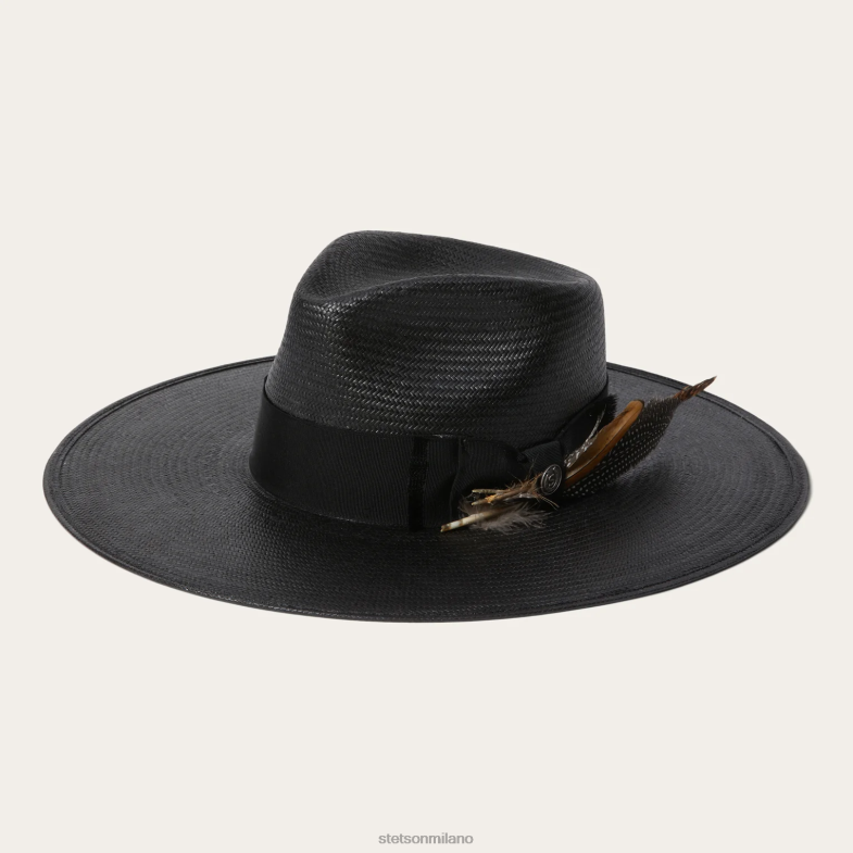 Stetson Fedora in paglia di atacama 6BP6J166 copricapo nero unisex