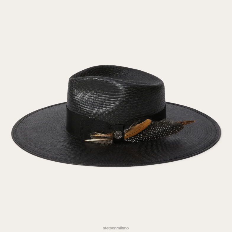 Stetson Fedora in paglia di atacama 6BP6J166 copricapo nero unisex