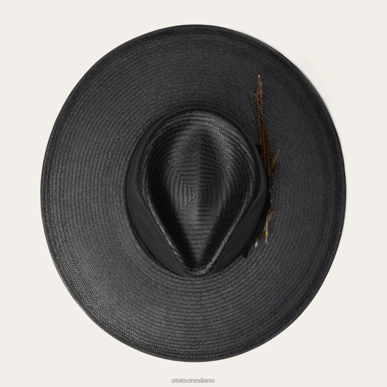 Stetson Fedora in paglia di atacama 6BP6J166 copricapo nero unisex