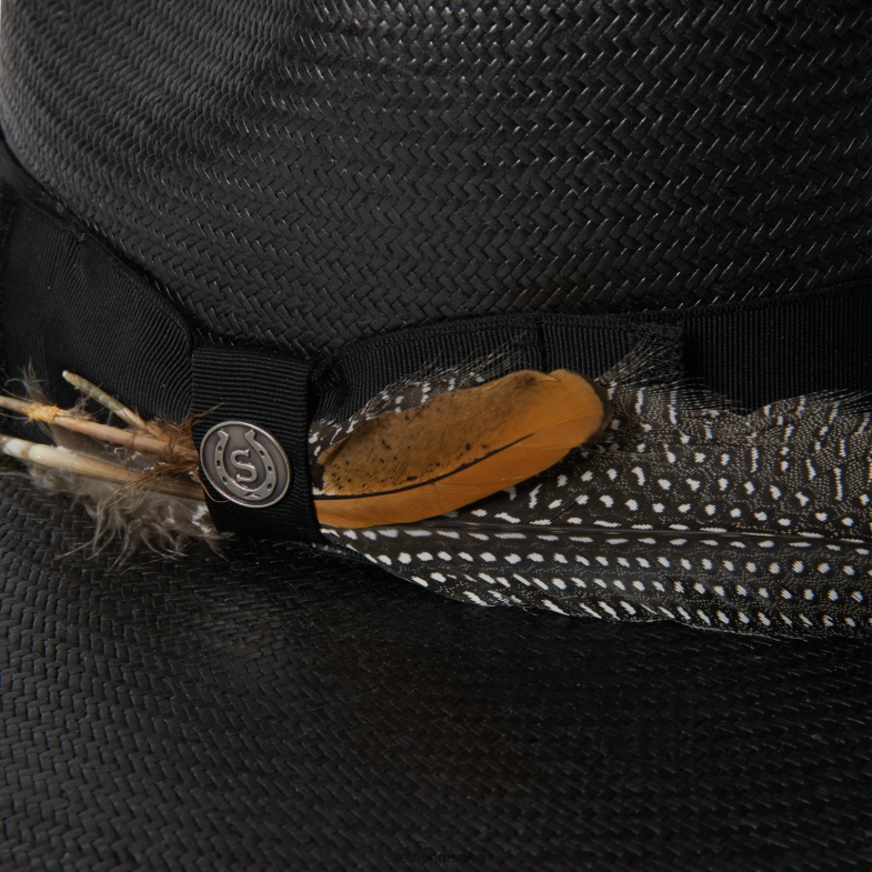 Stetson Fedora in paglia di atacama 6BP6J166 copricapo nero unisex
