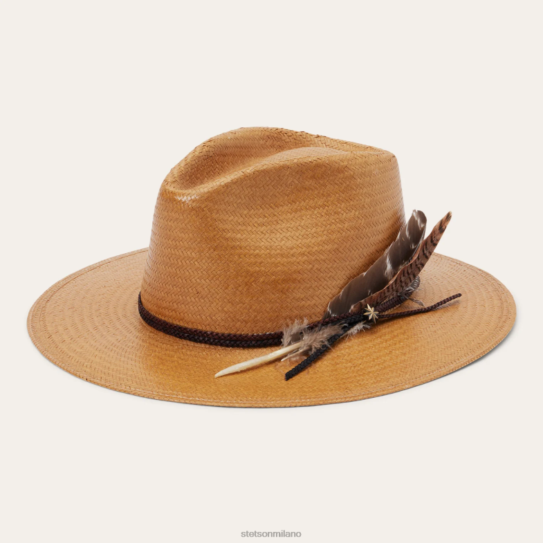Stetson Fedora in paglia juno shantung 6BP6J146 copricapo sabbia unisex