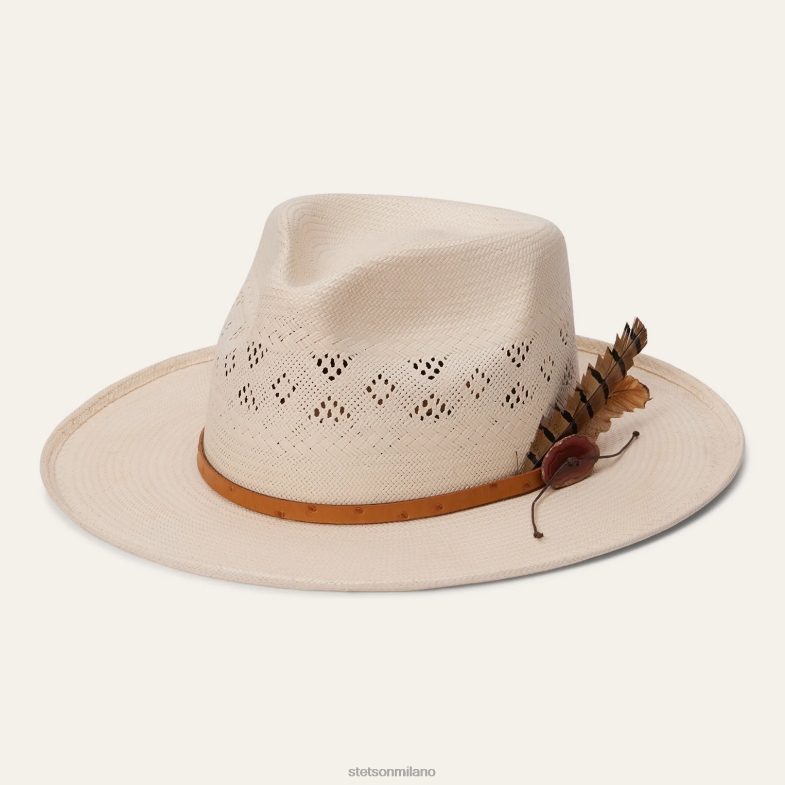 Stetson Fedora in paglia ventilata andromeda 6BP6J145 copricapo naturale unisex