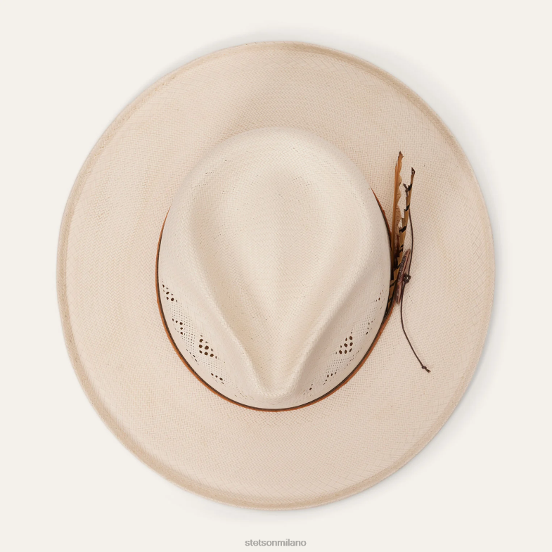 Stetson Fedora in paglia ventilata andromeda 6BP6J145 copricapo naturale unisex