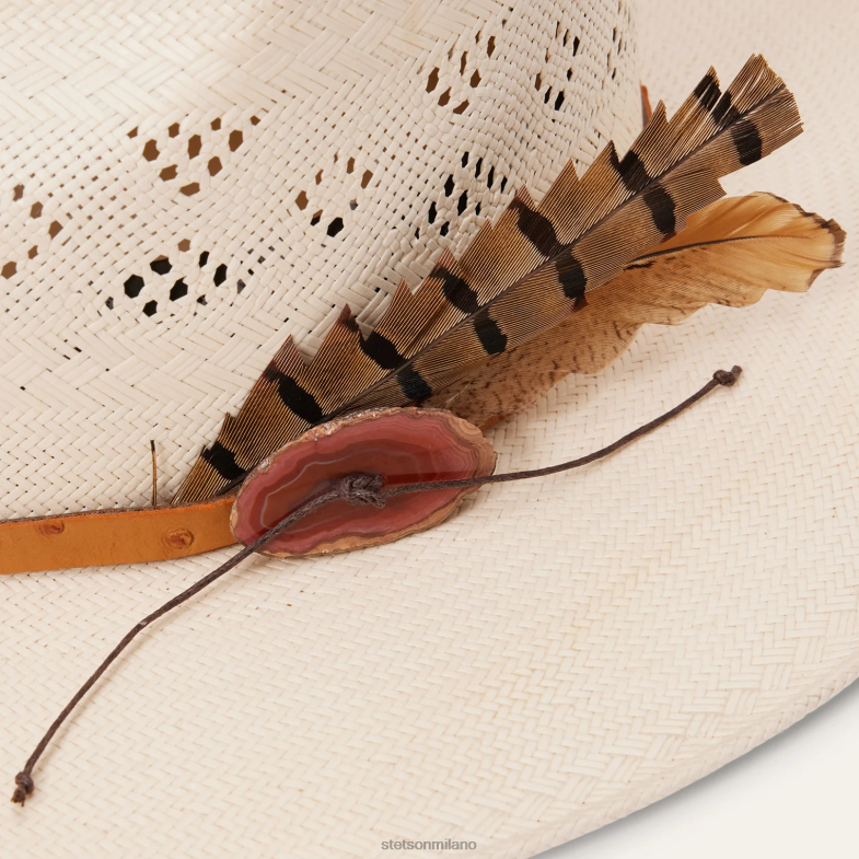 Stetson Fedora in paglia ventilata andromeda 6BP6J145 copricapo naturale unisex