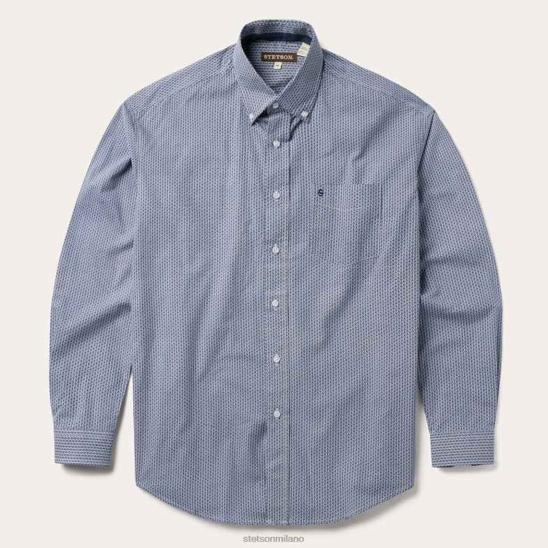 Stetson Camicia con bottoni sul davanti e stampa deco geo 6BP6J329 abbigliamento blu uomini