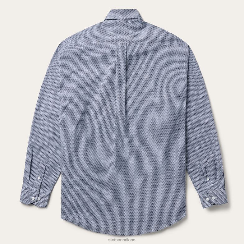 Stetson Camicia con bottoni sul davanti e stampa deco geo 6BP6J329 abbigliamento blu uomini