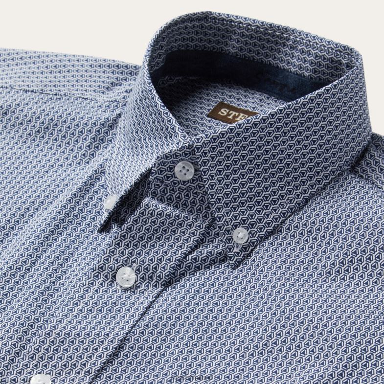 Stetson Camicia con bottoni sul davanti e stampa deco geo 6BP6J329 abbigliamento blu uomini