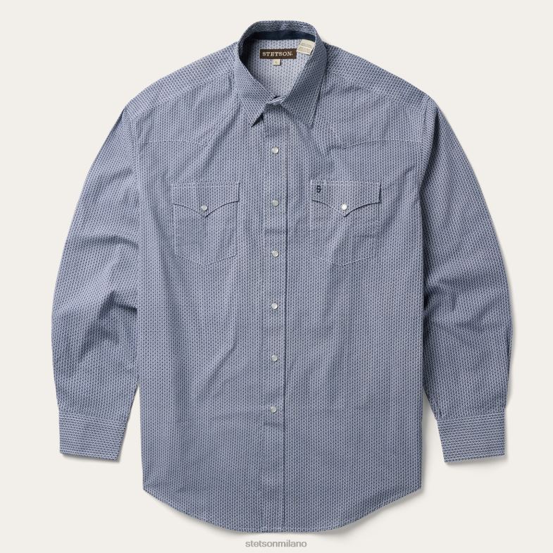 Stetson Camicia western con stampa deco geo 6BP6J327 abbigliamento blu uomini