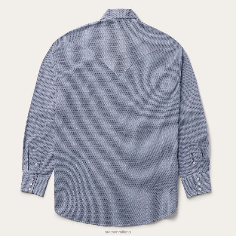 Stetson Camicia western con stampa deco geo 6BP6J327 abbigliamento blu uomini
