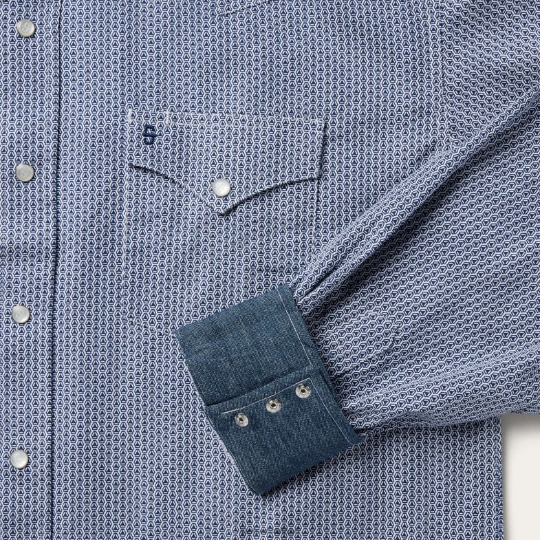 Stetson Camicia western con stampa deco geo 6BP6J327 abbigliamento blu uomini