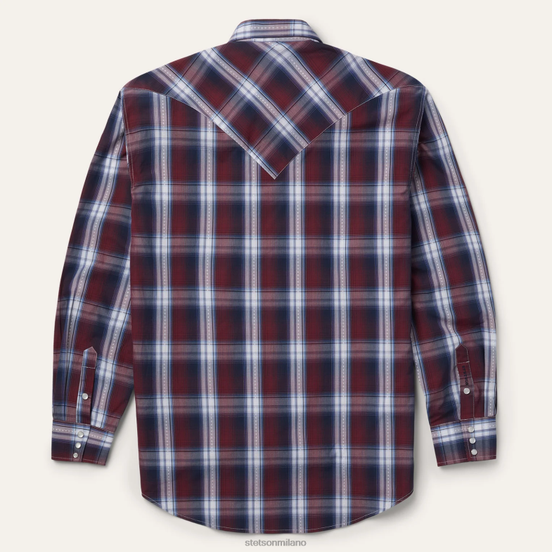 Stetson buona fortuna camicia western scozzese 6BP6J345 abbigliamento vino uomini