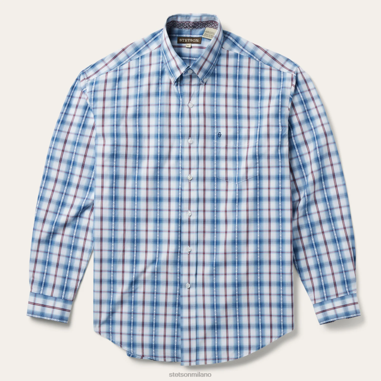 Stetson camicia a quadri dobby con diamanti 6BP6J375 abbigliamento blu uomini