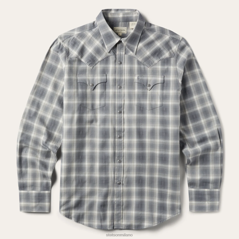 Stetson camicia a quadri in twill dobby 6BP6J338 abbigliamento marrone uomini