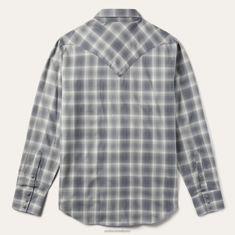 Stetson camicia a quadri in twill dobby 6BP6J338 abbigliamento marrone uomini