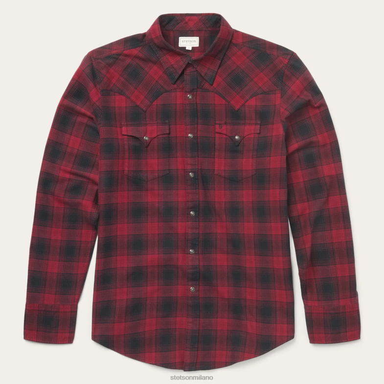 Stetson camicia a quadri in twill spazzolato 6BP6J339 abbigliamento nero uomini