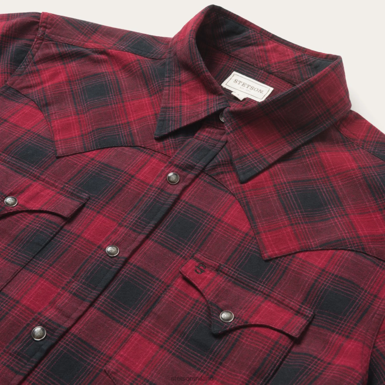 Stetson camicia a quadri in twill spazzolato 6BP6J339 abbigliamento nero uomini