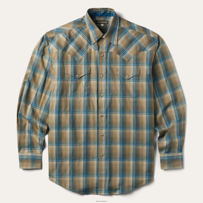Stetson camicia a quadri kaki ombre 6BP6J336 abbigliamento marrone uomini