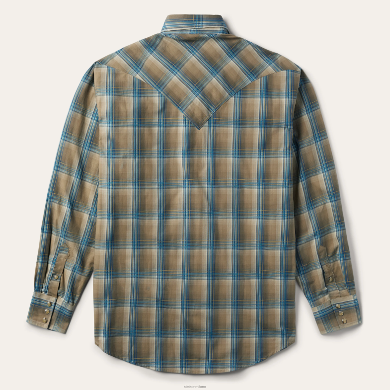 Stetson camicia a quadri kaki ombre 6BP6J336 abbigliamento marrone uomini