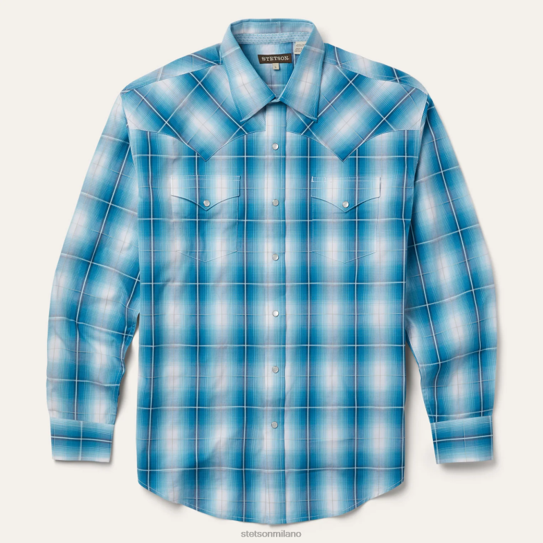 Stetson camicia a quadri turchese 6BP6J360 abbigliamento blu uomini