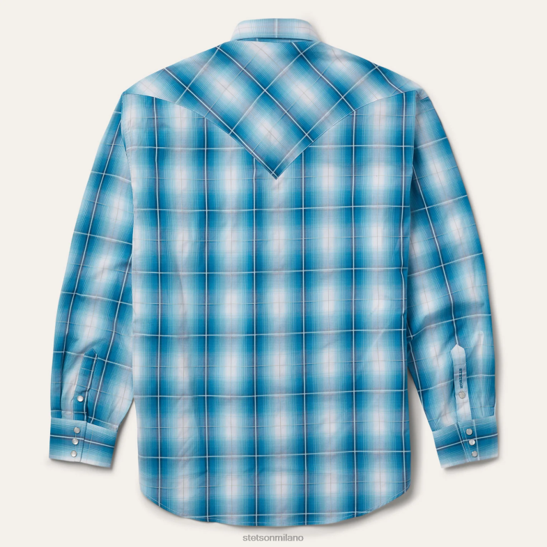 Stetson camicia a quadri turchese 6BP6J360 abbigliamento blu uomini