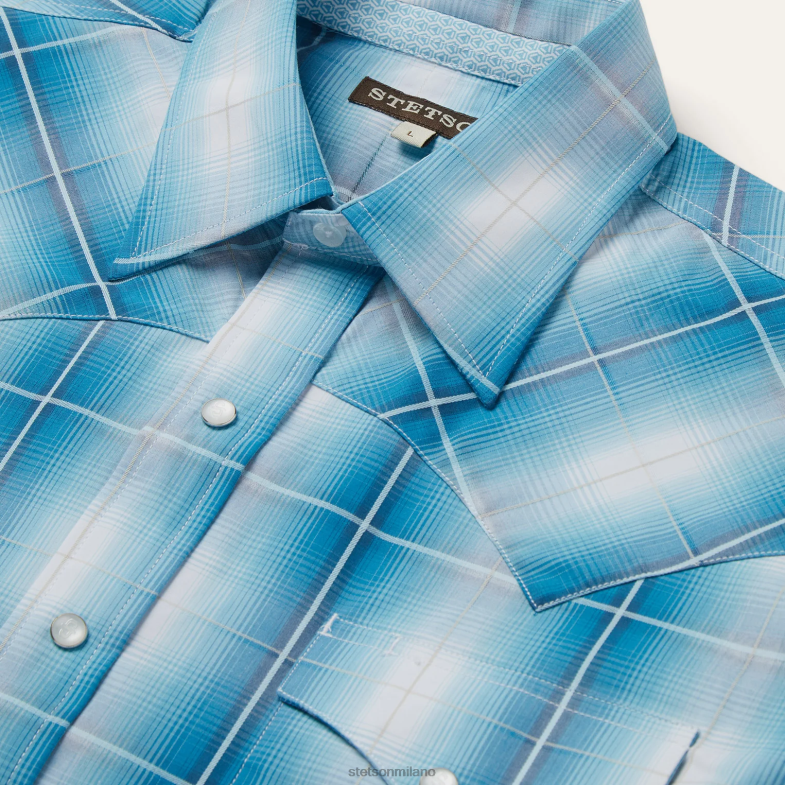 Stetson camicia a quadri turchese 6BP6J360 abbigliamento blu uomini