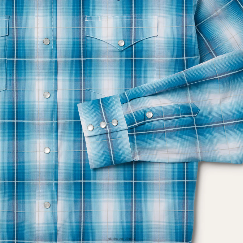 Stetson camicia a quadri turchese 6BP6J360 abbigliamento blu uomini