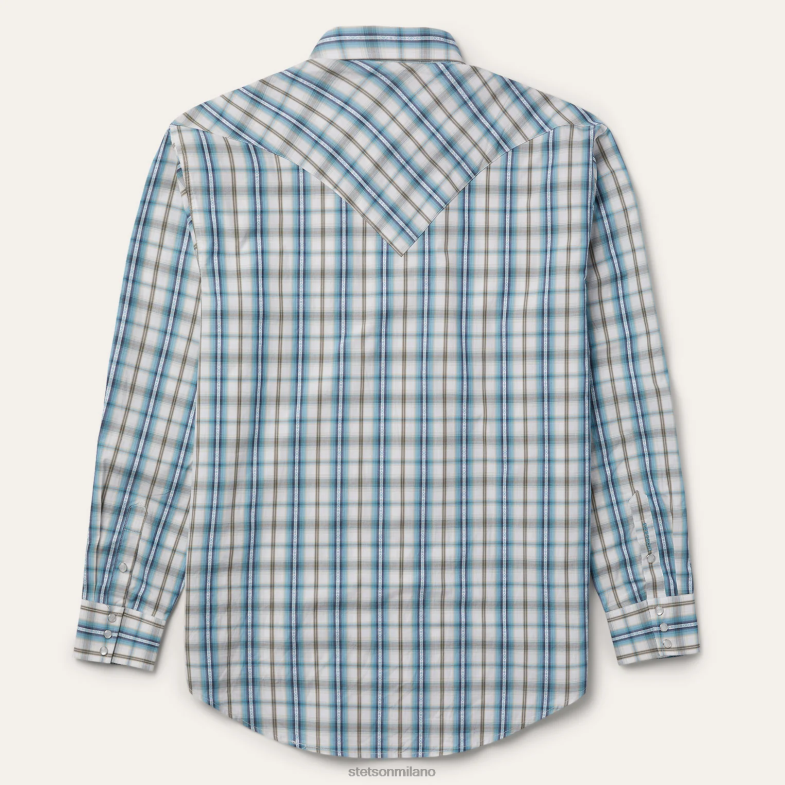 Stetson camicia a quadri turchese vintage 6BP6J349 abbigliamento blu uomini